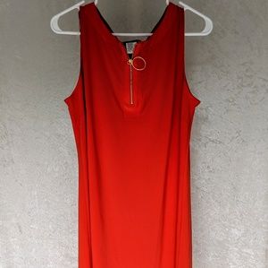 NWT - MSK Petite Quarter Zip Solid Orange Dress
